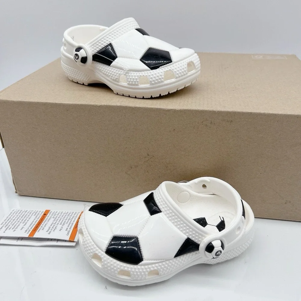 Crocs Classic Sports Kid's Soccer Clogs White Black Size C 7